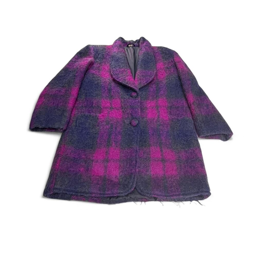 Vintage Women's Irish Mohair Plaid Purple/Pink Coat Blazer